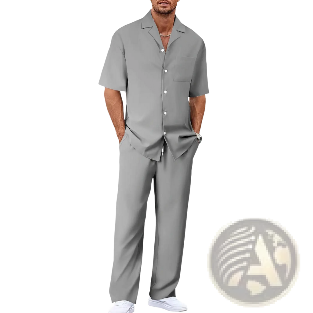 Men Short Sleeve Casual Suit Set