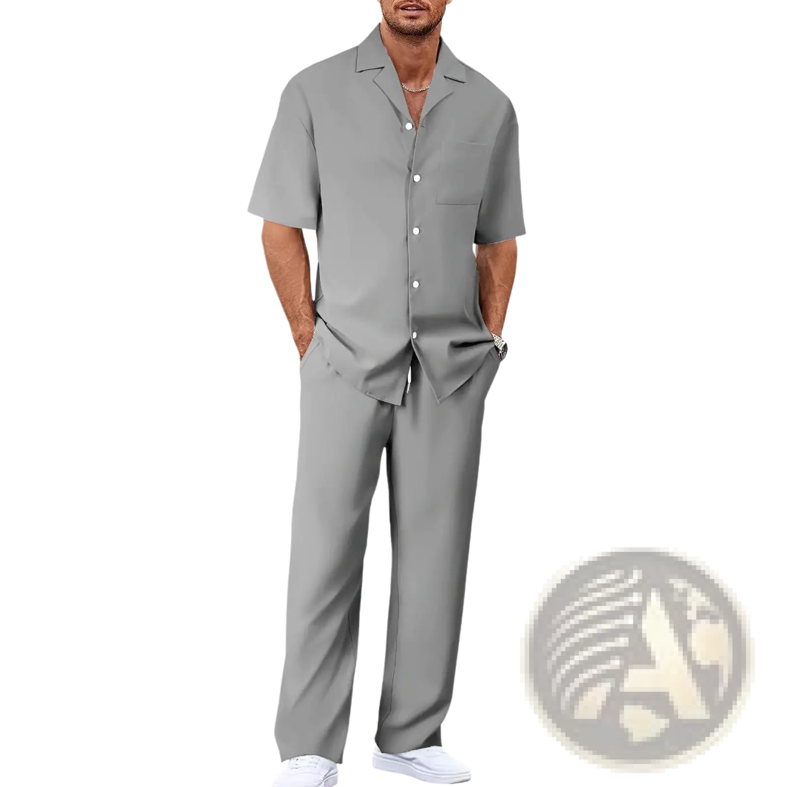 Men Short Sleeve Casual Suit Set