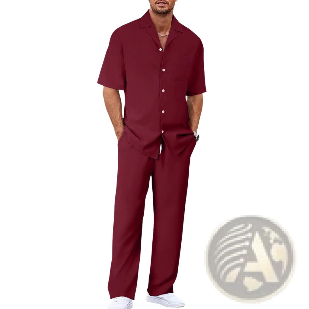 Men Short Sleeve Casual Suit Set