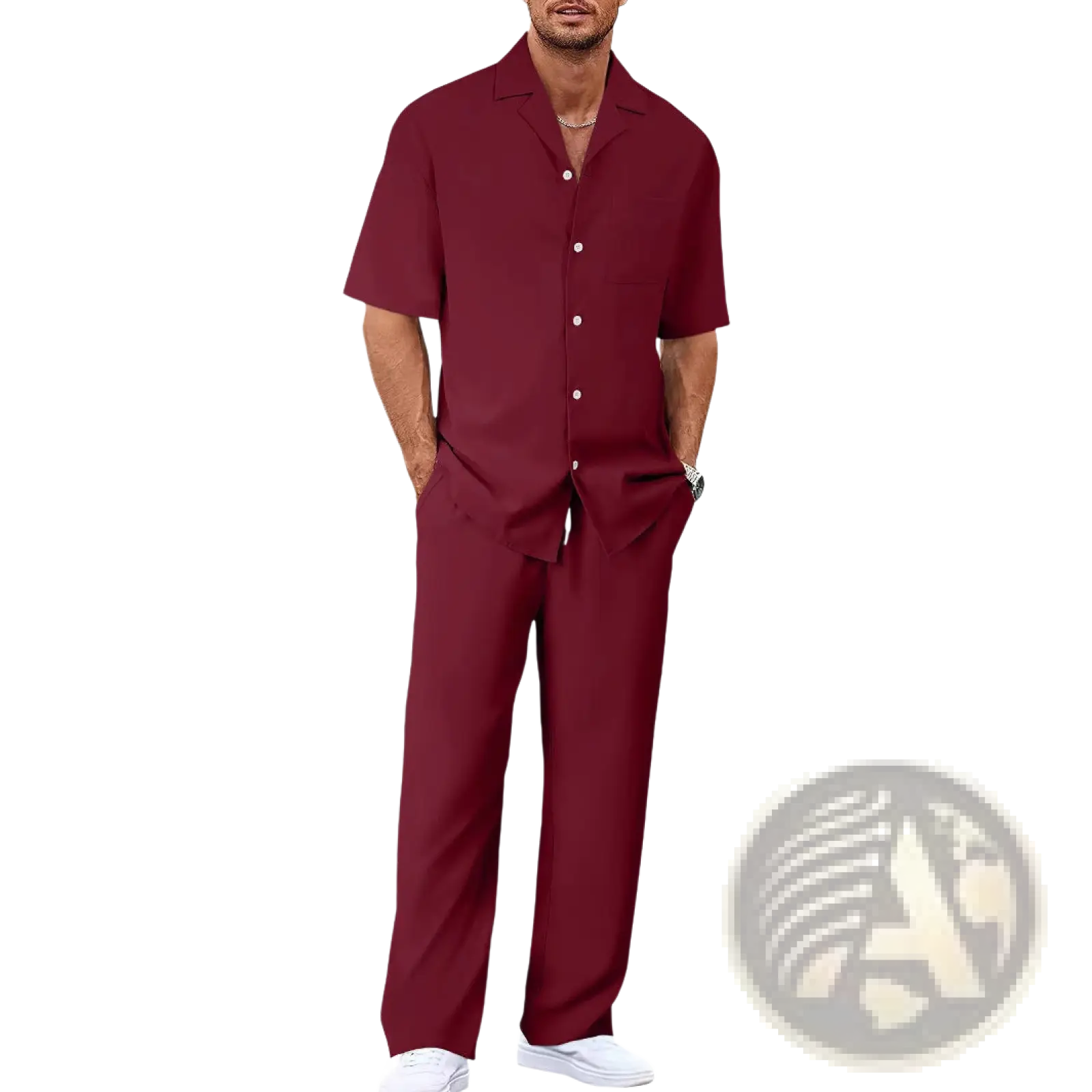Men Short Sleeve Casual Suit Set