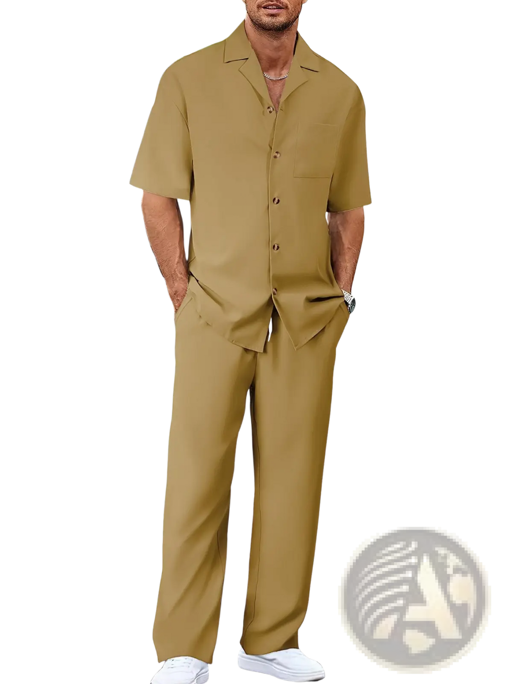 Men Short Sleeve Casual Suit Set