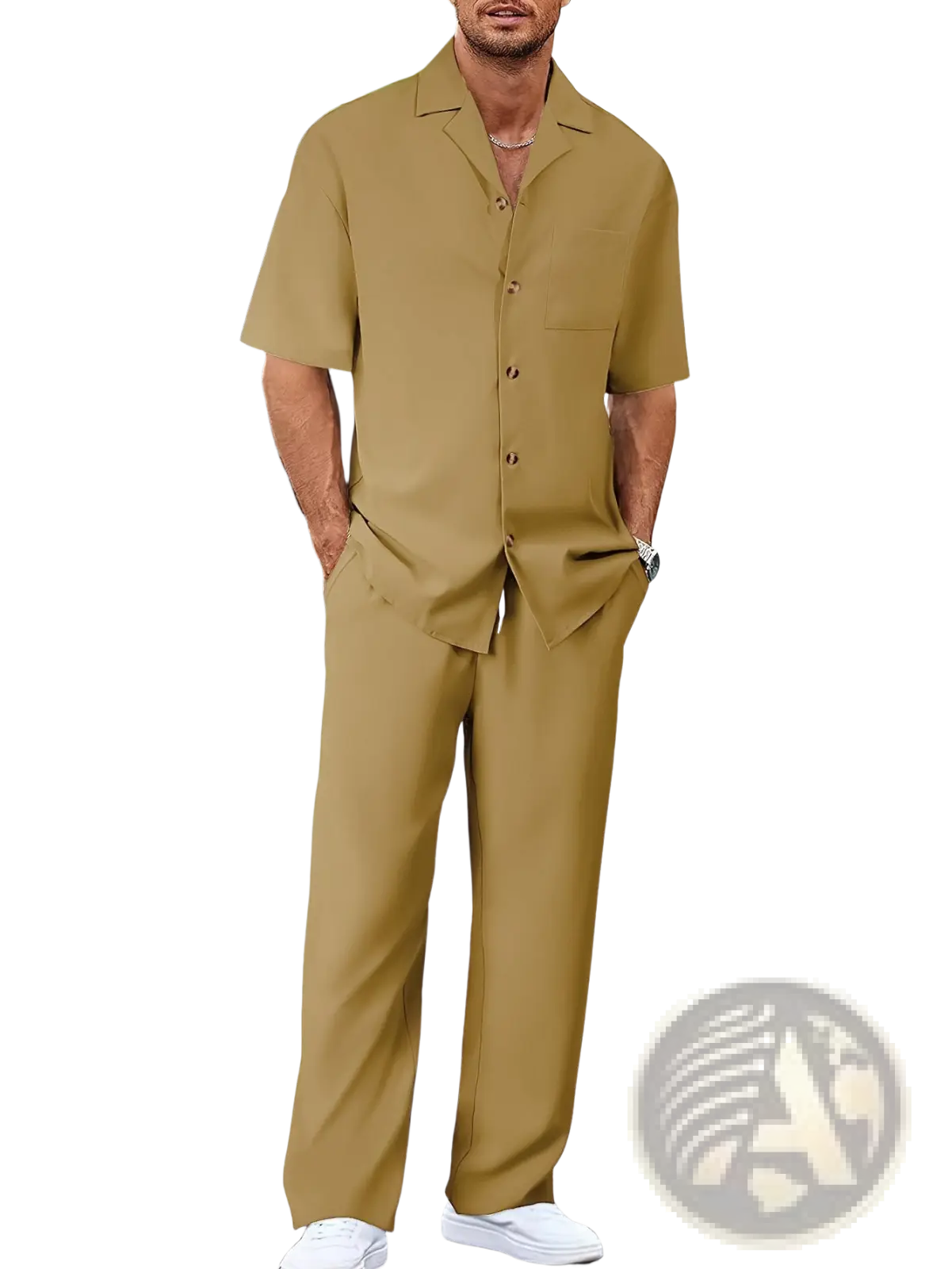 Men Short Sleeve Casual Suit Set