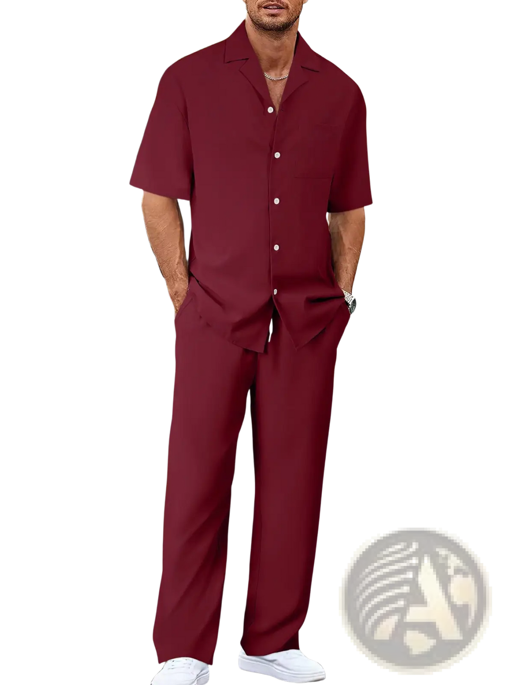 Men Short Sleeve Casual Suit Set