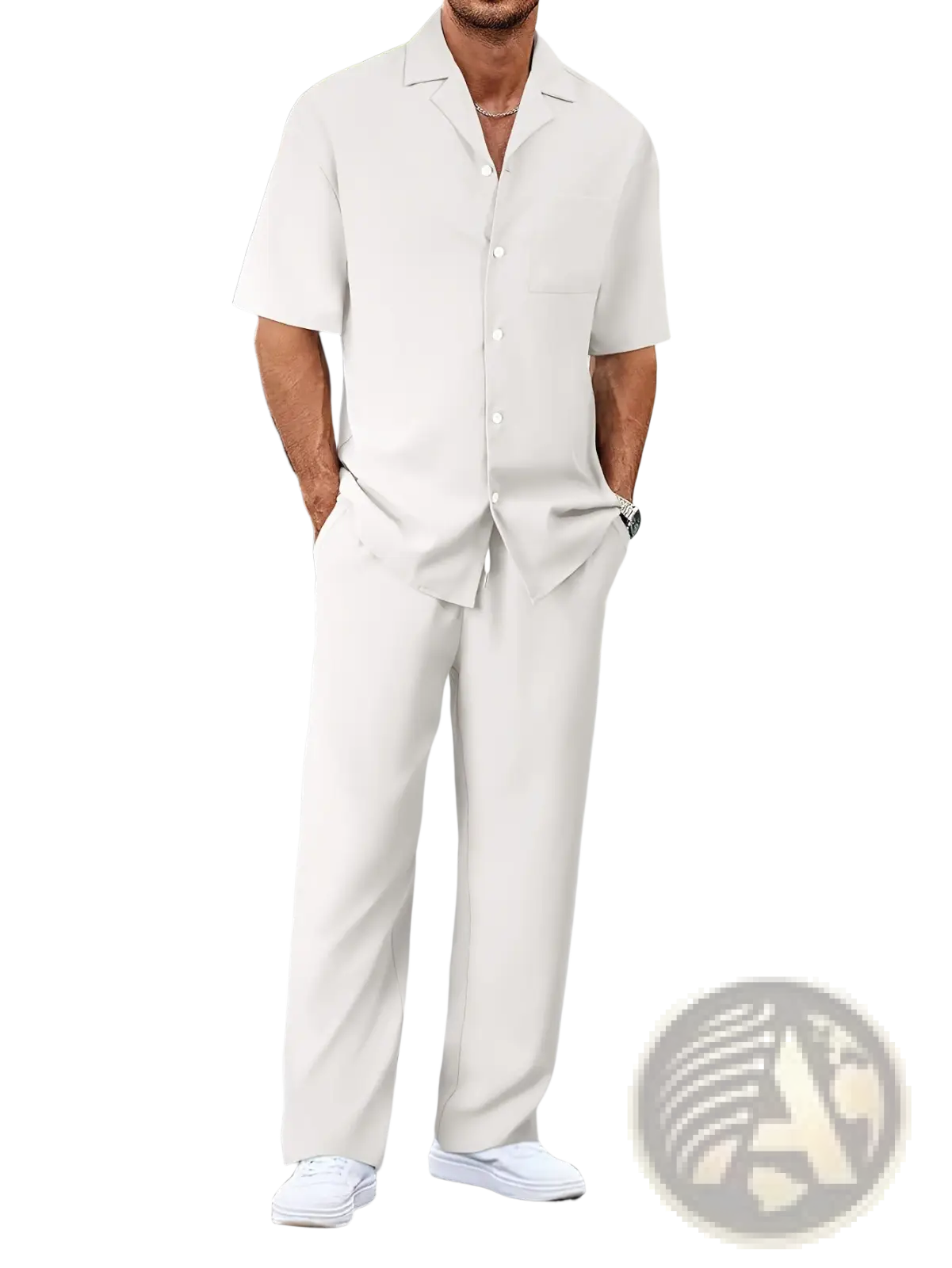 Men Short Sleeve Casual Suit Set