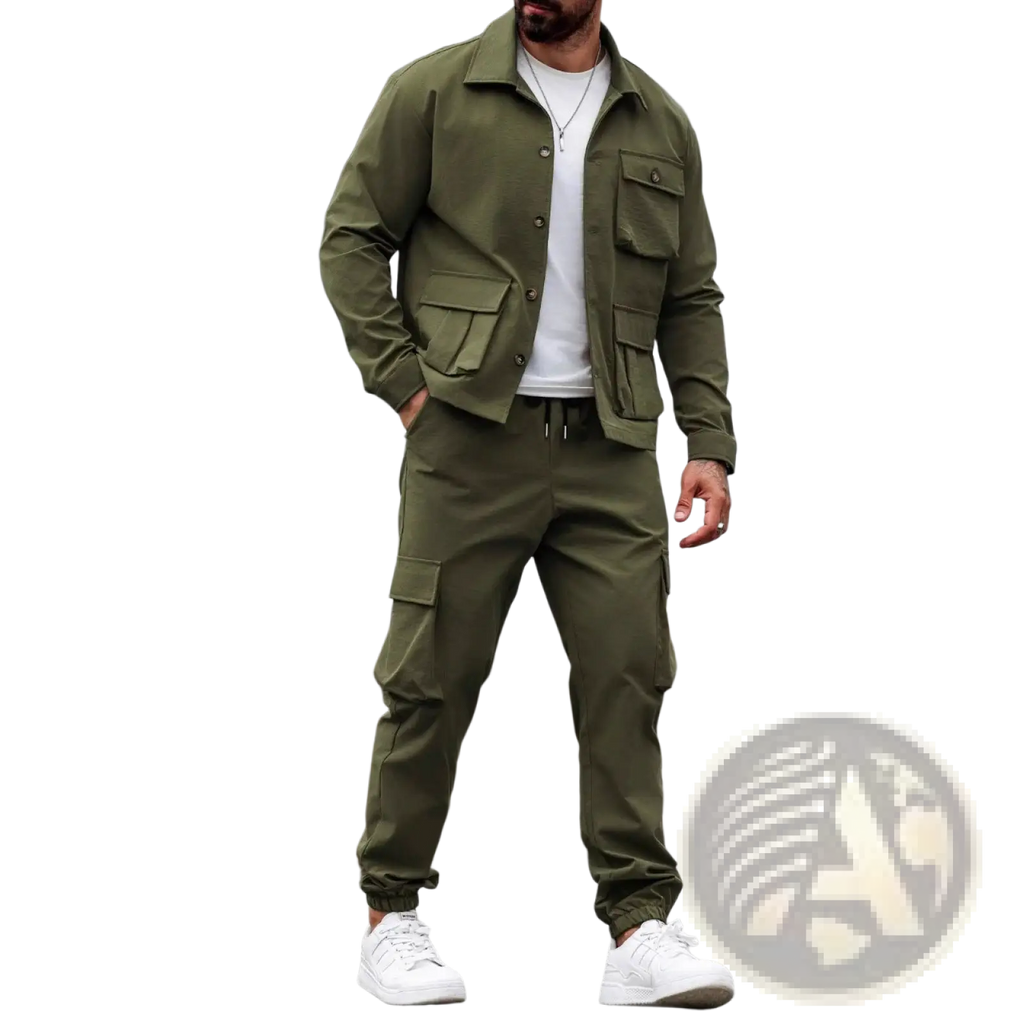 Men Vintage Cargo Jacket Multi Pocket Suit