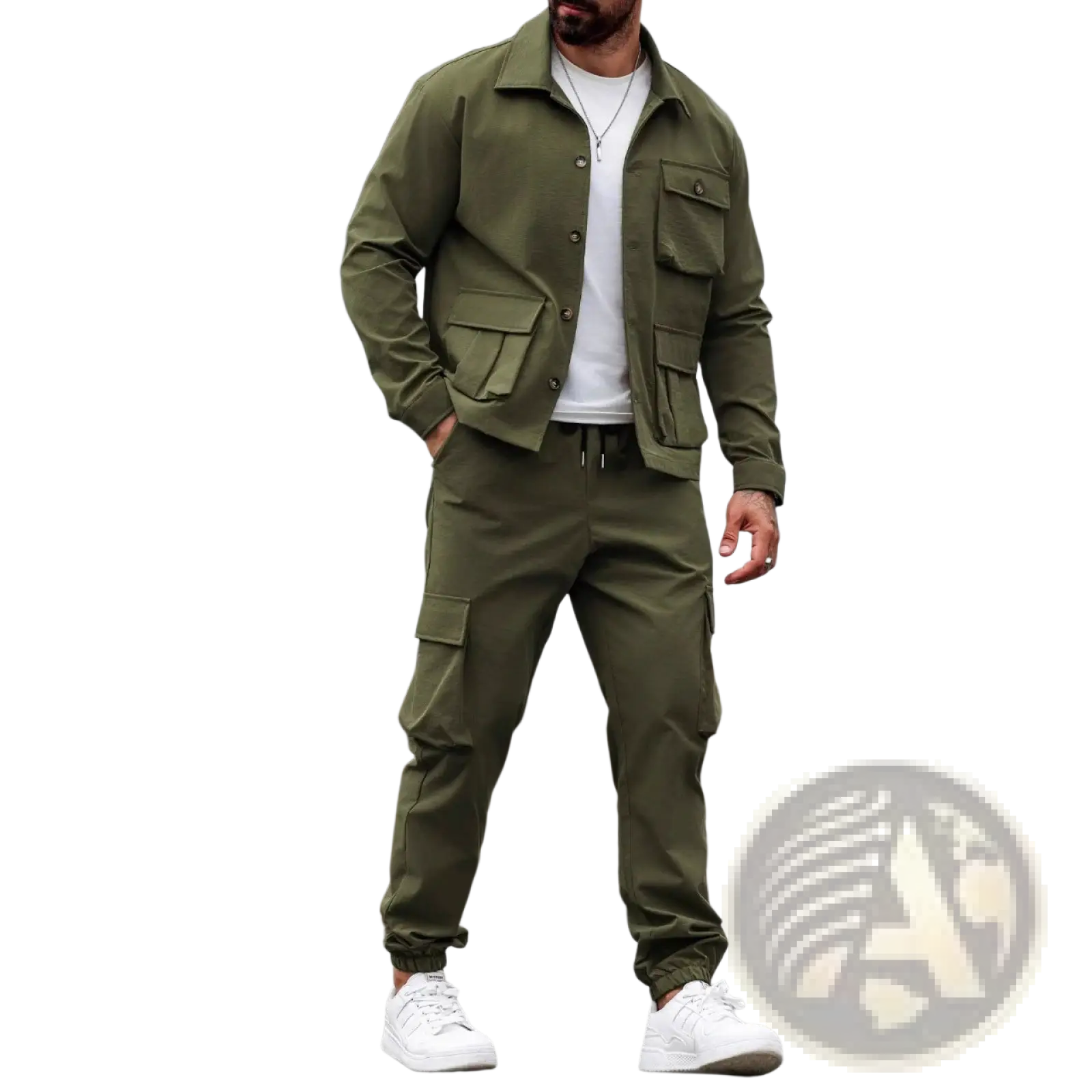 Men Vintage Cargo Jacket Multi Pocket Suit