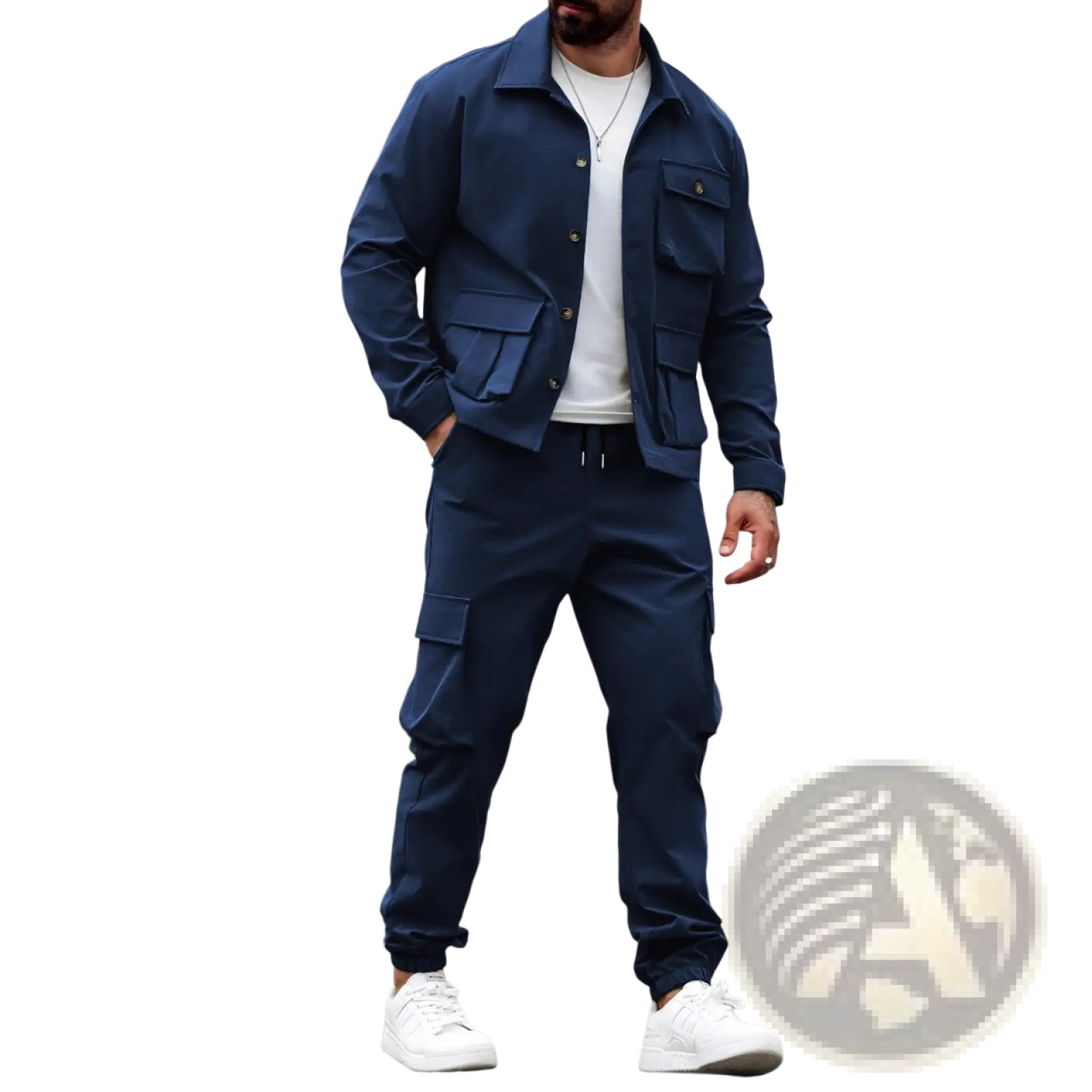 Men Vintage Cargo Jacket Multi Pocket Suit