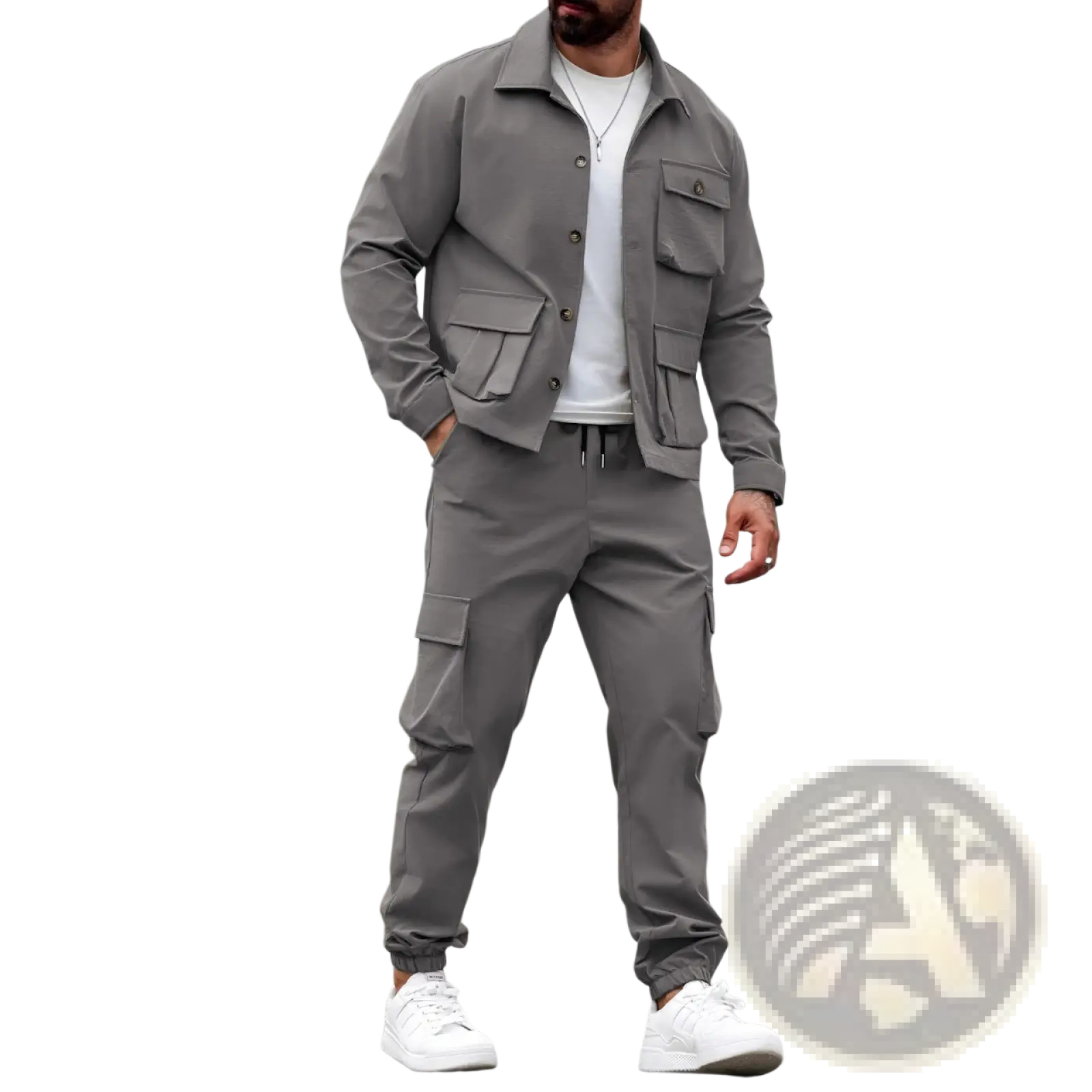 Men Vintage Cargo Jacket Multi Pocket Suit