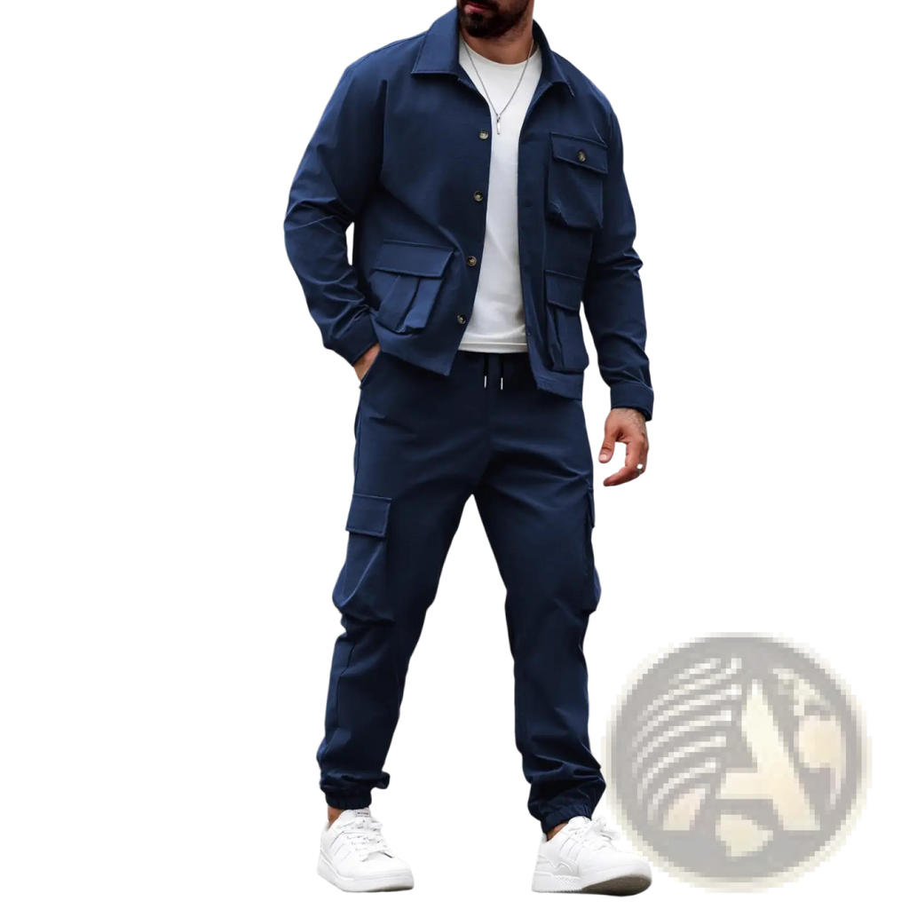 Men Vintage Cargo Jacket Multi Pocket Suit