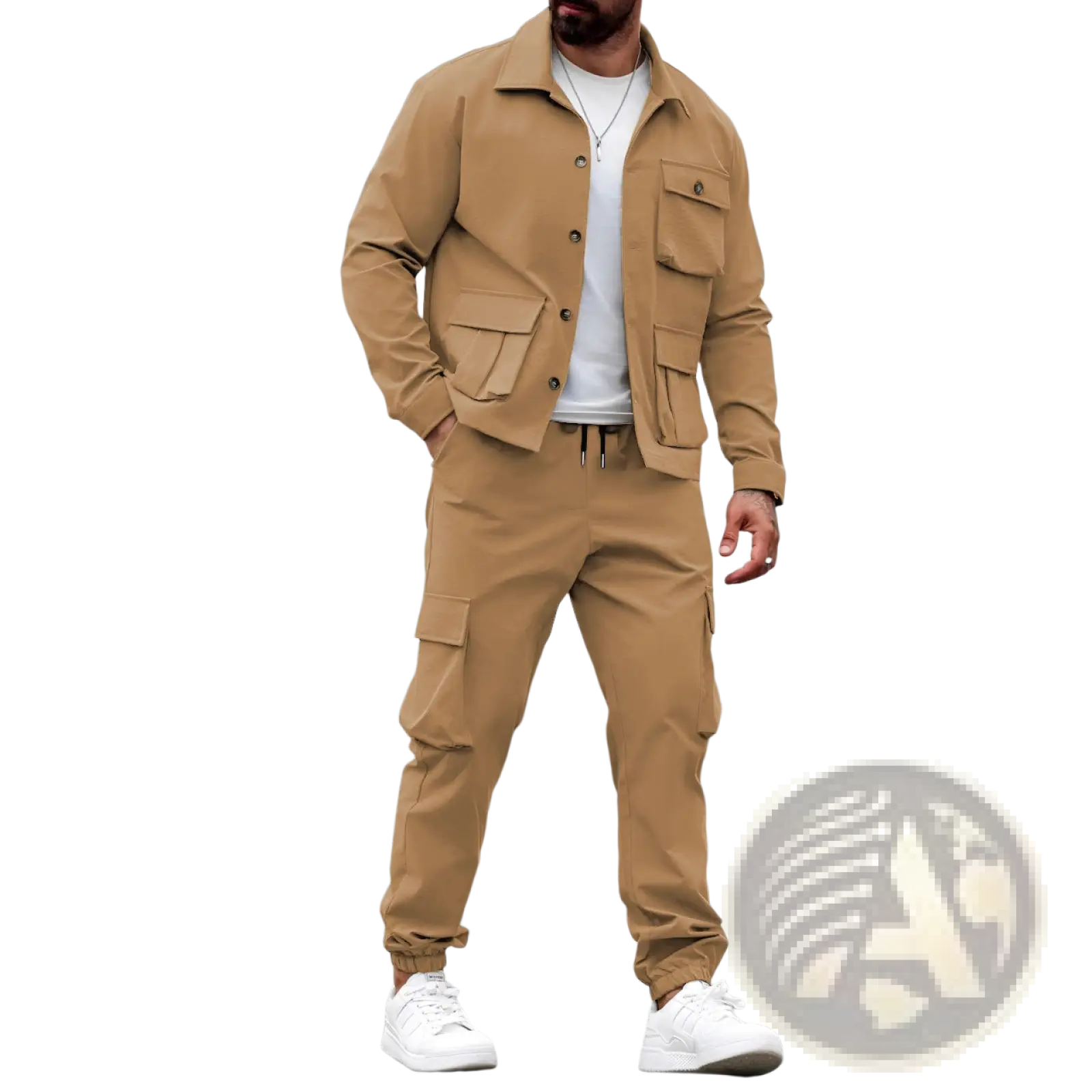 Men Vintage Cargo Jacket Multi Pocket Suit