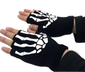 Skeleton Fingerless Gloves Black Knit